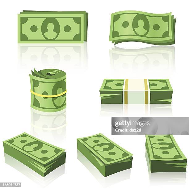 green money stacks - paper currency stock illustrations