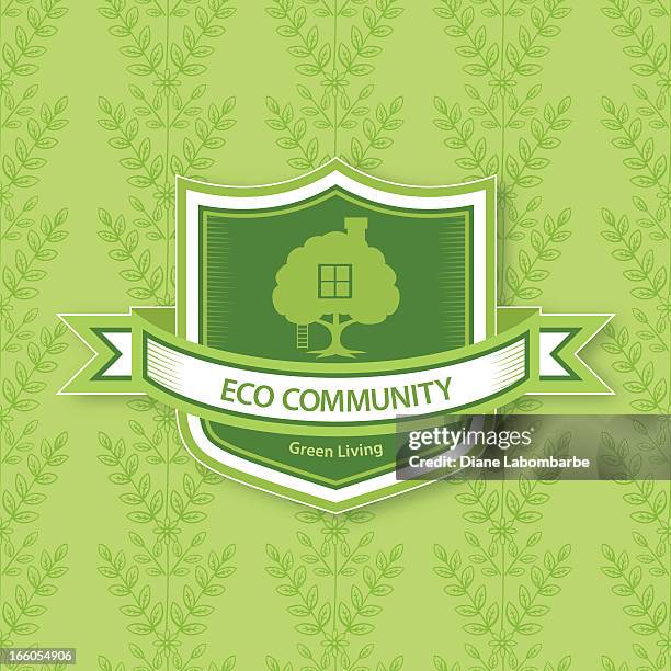 tree environment labels on seamless pattern background - treehouse stock illustrations