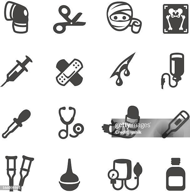 ilustraciones, imágenes clip art, dibujos animados e iconos de stock de vector conjunto de iconos de medicina - brazo fracturado