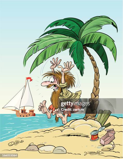castaway - shipwreck stock illustrations