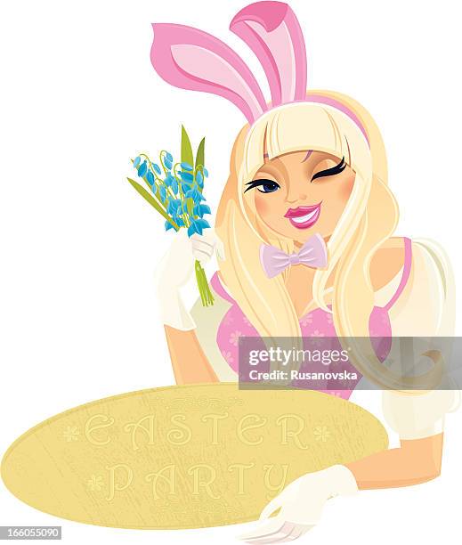 stockillustraties, clipart, cartoons en iconen met easter bunny girl - bunny girl