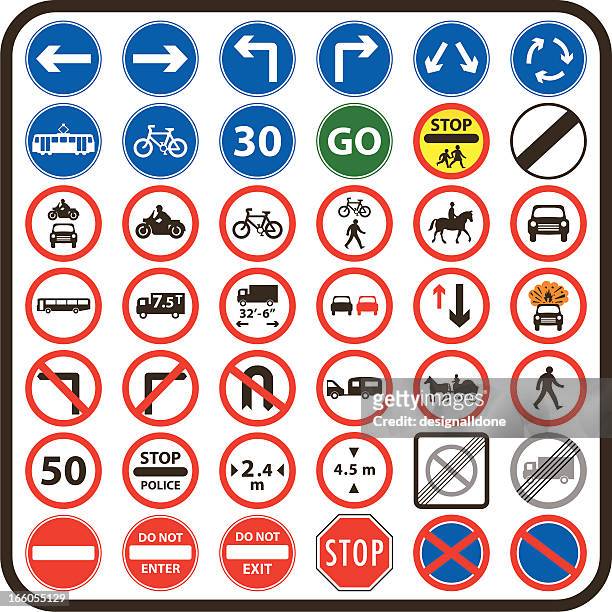 stockillustraties, clipart, cartoons en iconen met simple uk road signs: mandatory series - informatiebord