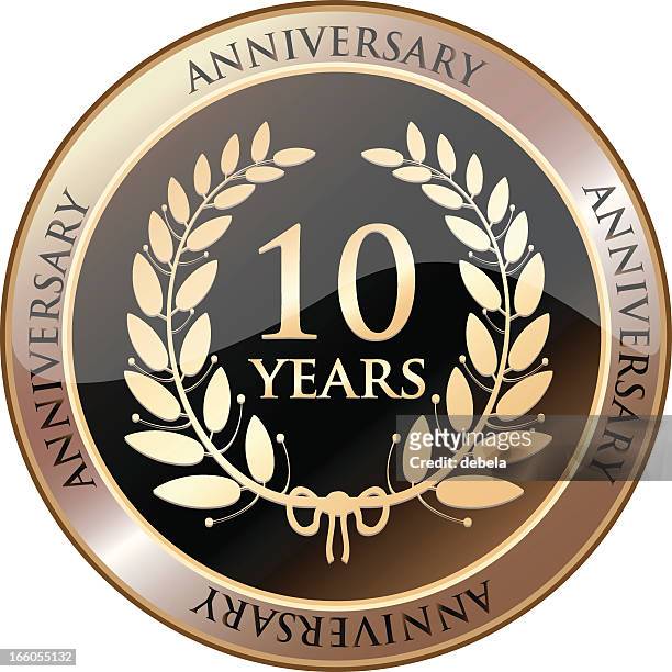 golden anniversary shield - ten years - 10 11 years stock illustrations