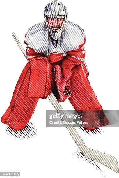 stockillustraties, clipart, cartoons en iconen met hockey player - hockey keeper