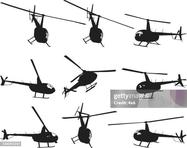 multiple images of a helicopter - jump from plane stock illustrations