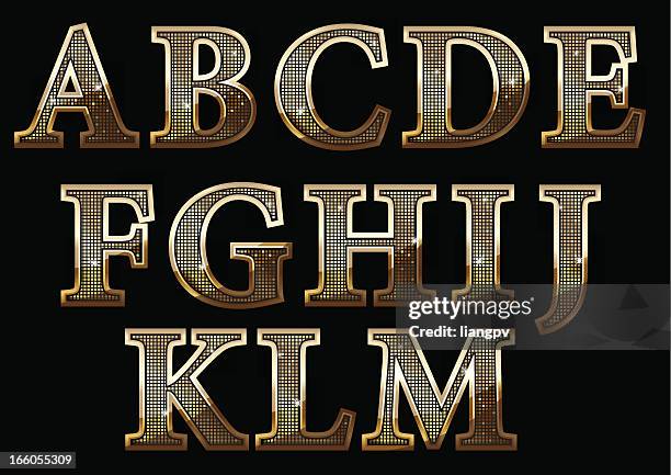 alphabets - gold font stock illustrations