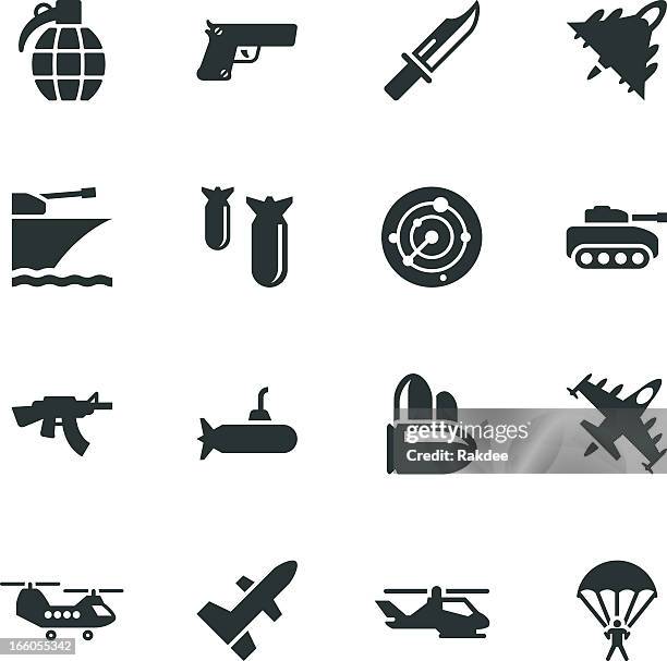 military silhouette icons - militia stock illustrations