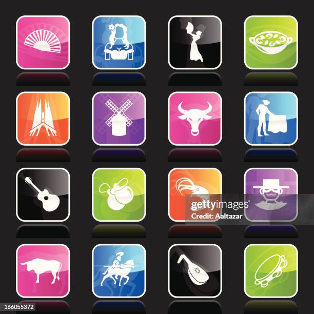 illustrations, cliparts, dessins animés et icônes de ubergloss icônes-espagne - danseuse espagnole