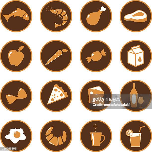 food grocery icons - omelette white background stock illustrations