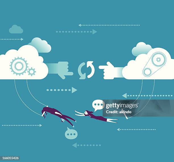 illustrazioni stock, clip art, cartoni animati e icone di tendenza di concetto di collaborazione - trapezista