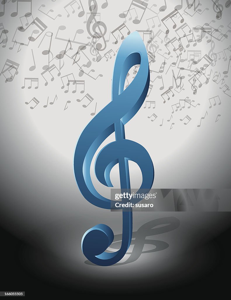 Blue Music Clef