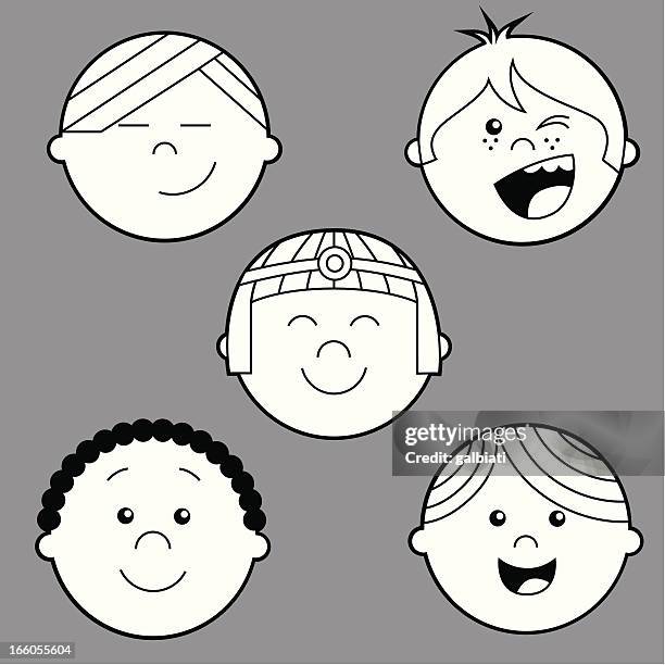 multiethnic boys - tween boy stock illustrations