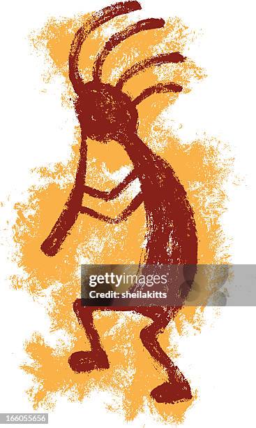 kokopelli dancer - cave drawings stock illustrations