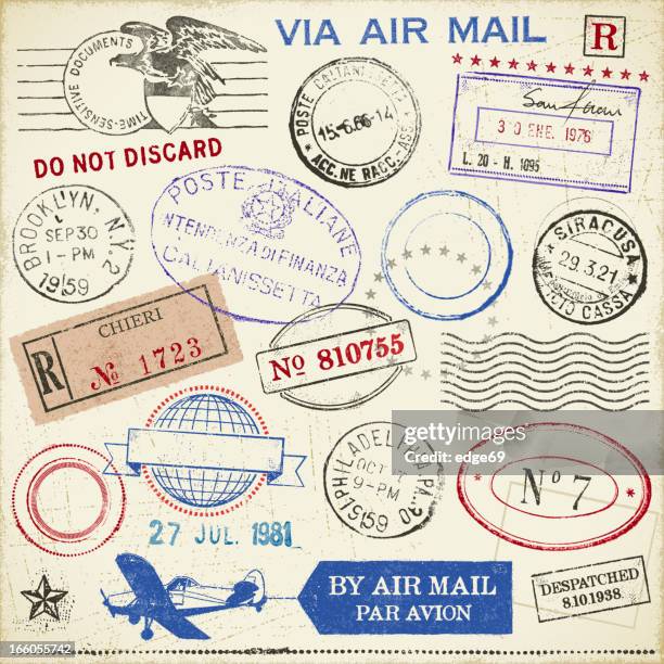 stamps - 航空便点のイラスト素材／クリップアート素材／マンガ素材／アイコン素材