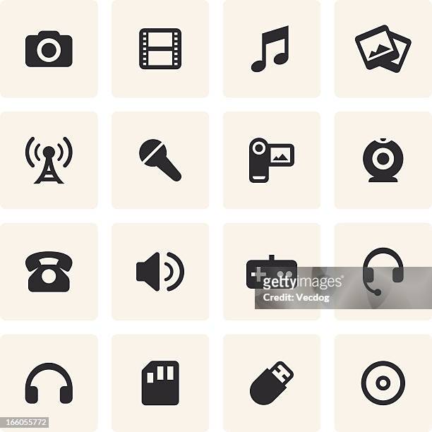 multimedia-icon-set - webcam stock-grafiken, -clipart, -cartoons und -symbole