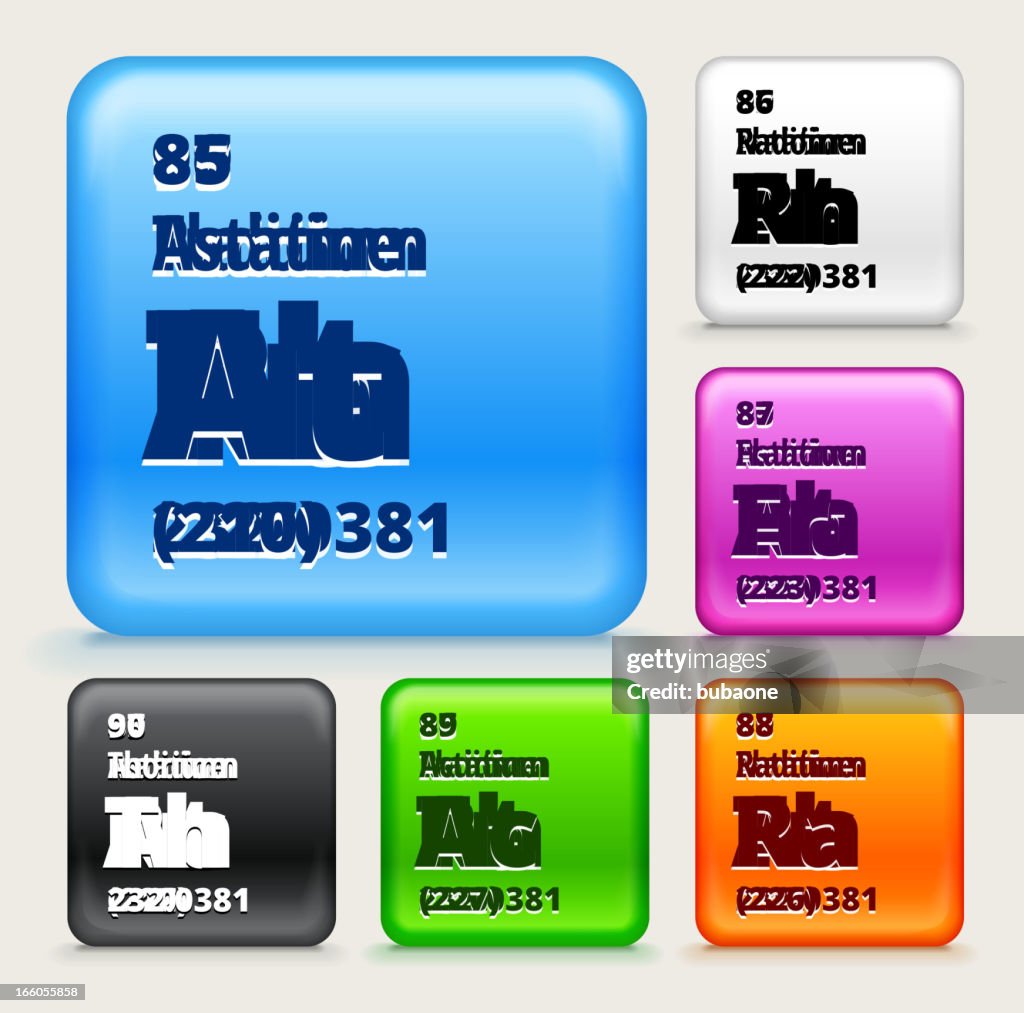 Periodic Table Elements (85-90) on Color Buttons