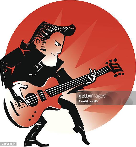 rockabilly man with guitar - rockabilly 幅插畫檔、美工圖案、卡通及圖標