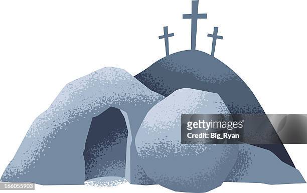 ilustraciones, imágenes clip art, dibujos animados e iconos de stock de tumba de pascua - empty tomb jesus