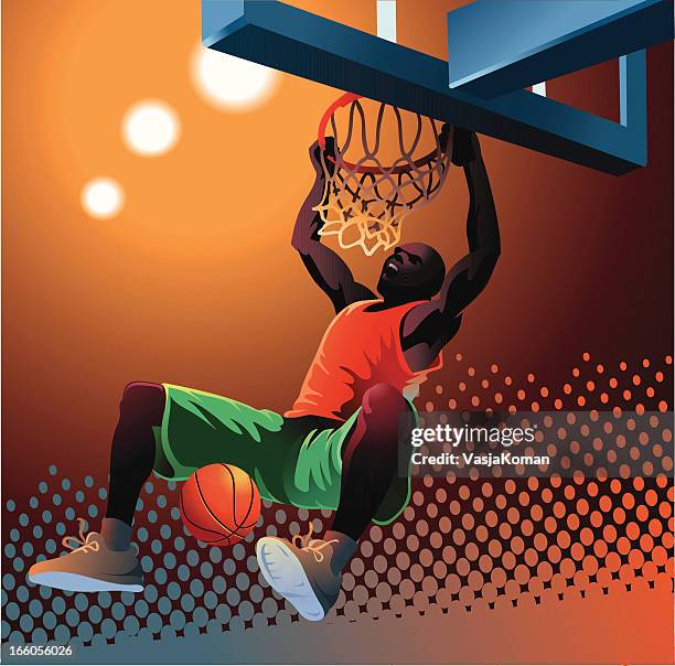 slam dunk 3 - basketball player stock illustrations