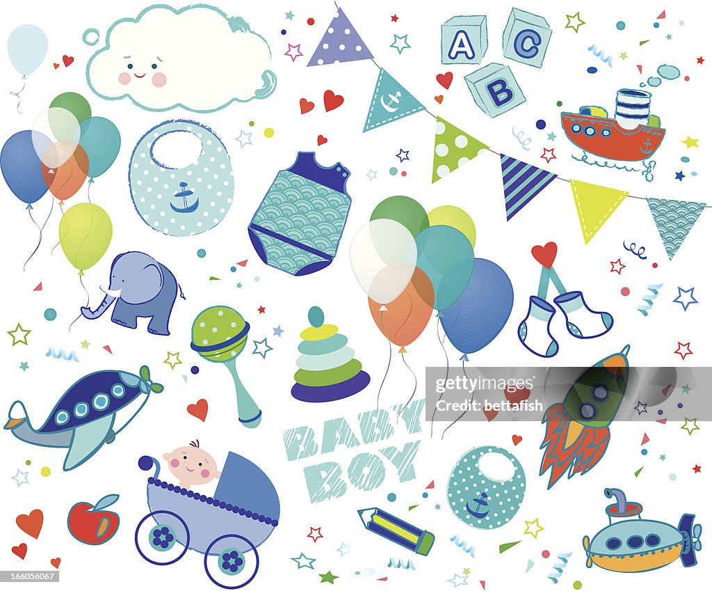 Baby Boy Elements Set High-Res Vector Graphic - Getty Images