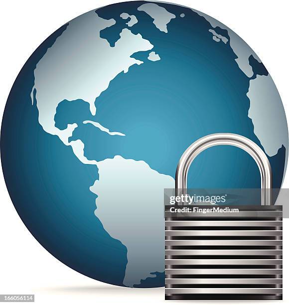 global security - computer lock white background stock illustrations