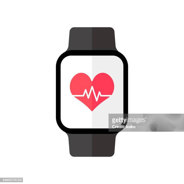 smart watch. fitness tracker. heart rate monitor on smart watch. - smart watch stock illustrations