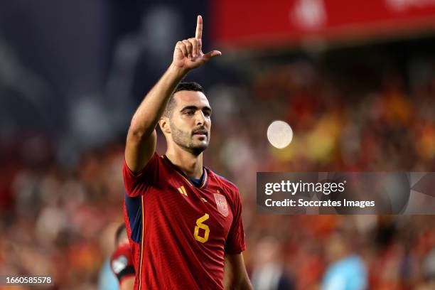 Mikel Merino of Spain celebrates 2-0 during the EURO Qualifier match between Spain v Cyprus at the Nuevo Los Carmenes Stadium on September 12, 2023...