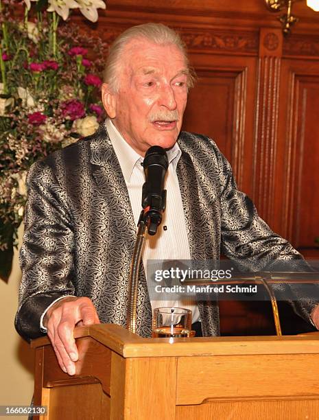 James Last arrives to accept his 'Goldenes Ehrenzeichen fuer Verdienste um das Land Wien' given in the Rathaus Wien on April 8, 2013 in Vienna,...