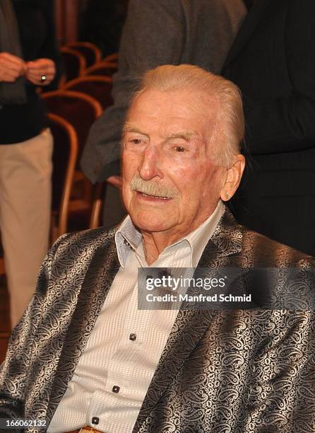 James Last arrives to accept his 'Goldenes Ehrenzeichen fuer Verdienste um das Land Wien' given in the Rathaus Wien on April 8, 2013 in Vienna,...