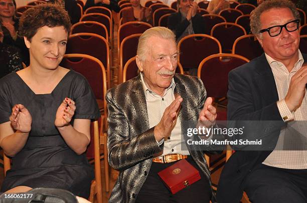 Elke Tschaikner and James Last attend the award ceremony of the 'Goldenes Ehrenzeichen fuer Verdienste um das Land Wien' given in the Rathaus Wien on...