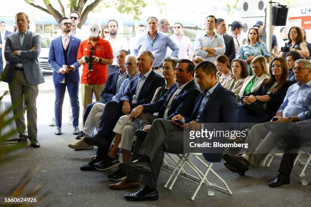 Ken Griffin, chief executive officer and founder of Citadel Advisors LLC, third left, during a ground breaking ceremony for the final phase of The...
