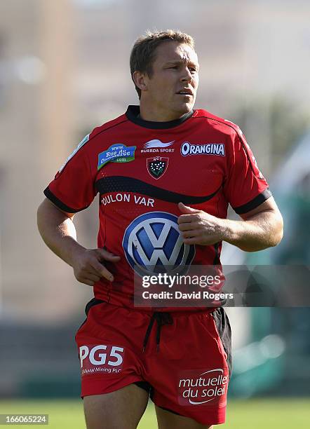 Jonny Wilkinson of Toulon looks on during the Heineken Cup quarter final match between Toulon and Leicester Tigers at Felix Mayol Stadium on April 7,...