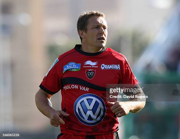 Jonny Wilkinson of Toulon looks on during the Heineken Cup quarter final match between Toulon and Leicester Tigers at Felix Mayol Stadium on April 7,...
