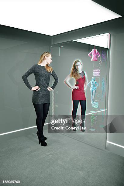 augmented reality - girl changing room shop stock pictures, royalty-free photos & images