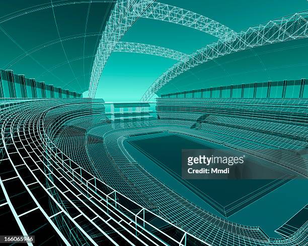 wireframe sports stadium - sports stock illustrations