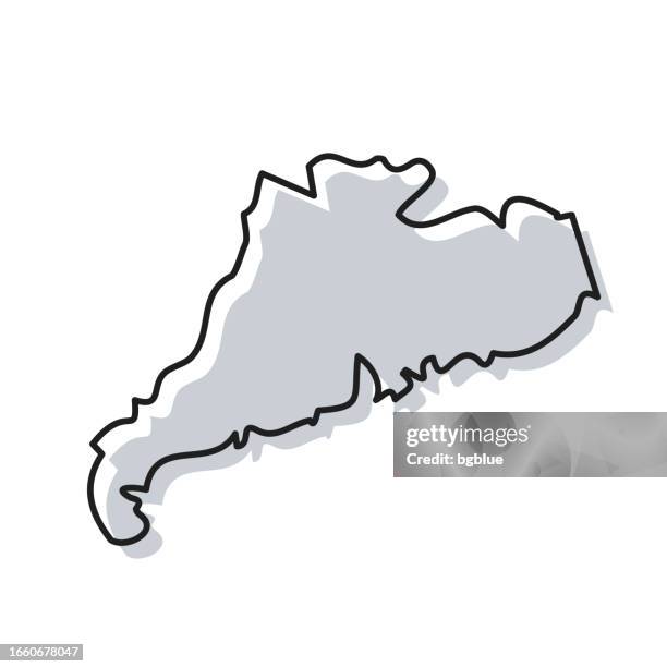 bildbanksillustrationer, clip art samt tecknat material och ikoner med guangdong map hand drawn on white background - trendy design - provinsen guangdong