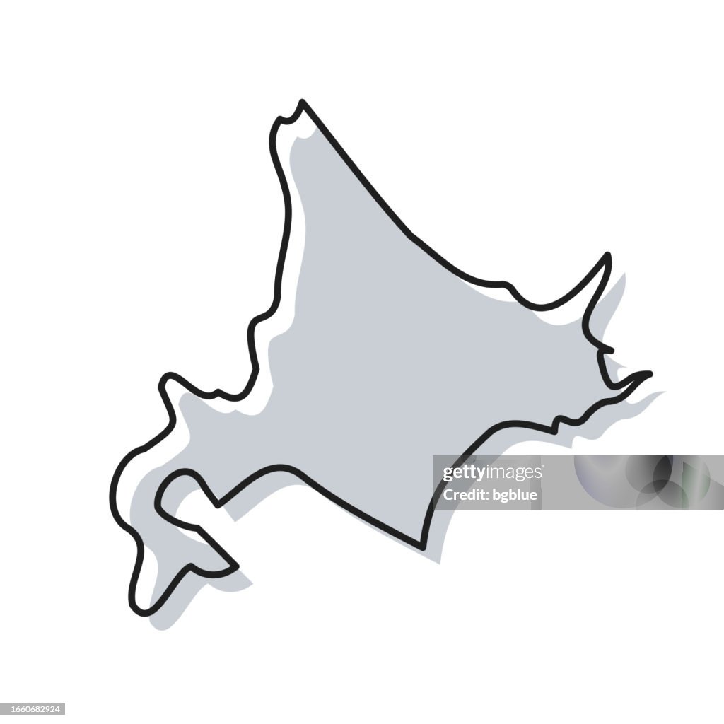 Hokkaido map hand drawn on white background - Trendy design