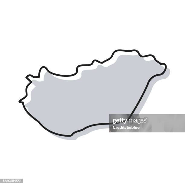 hungary map hand drawn on white background - trendy design - budapest stock illustrations