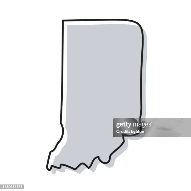 indiana map hand drawn on white background - trendy design - indianapolis vector stock illustrations