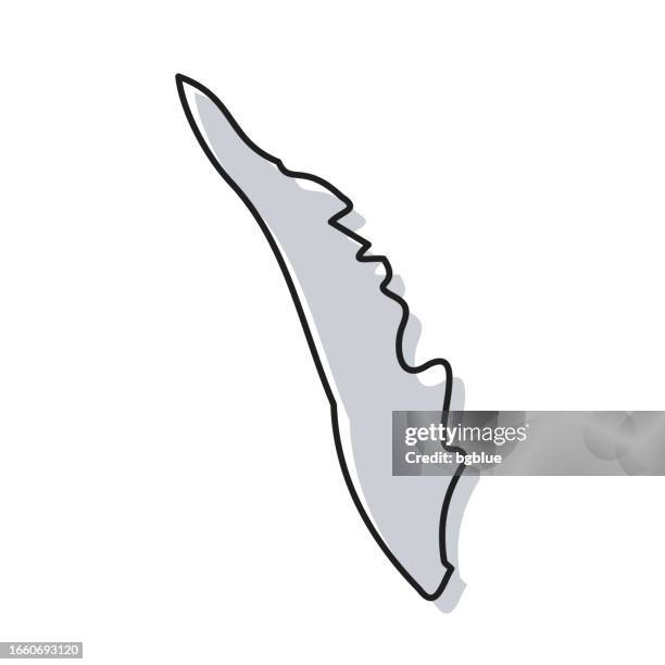 kerala map hand drawn on white background - trendy design - kerala stock illustrations