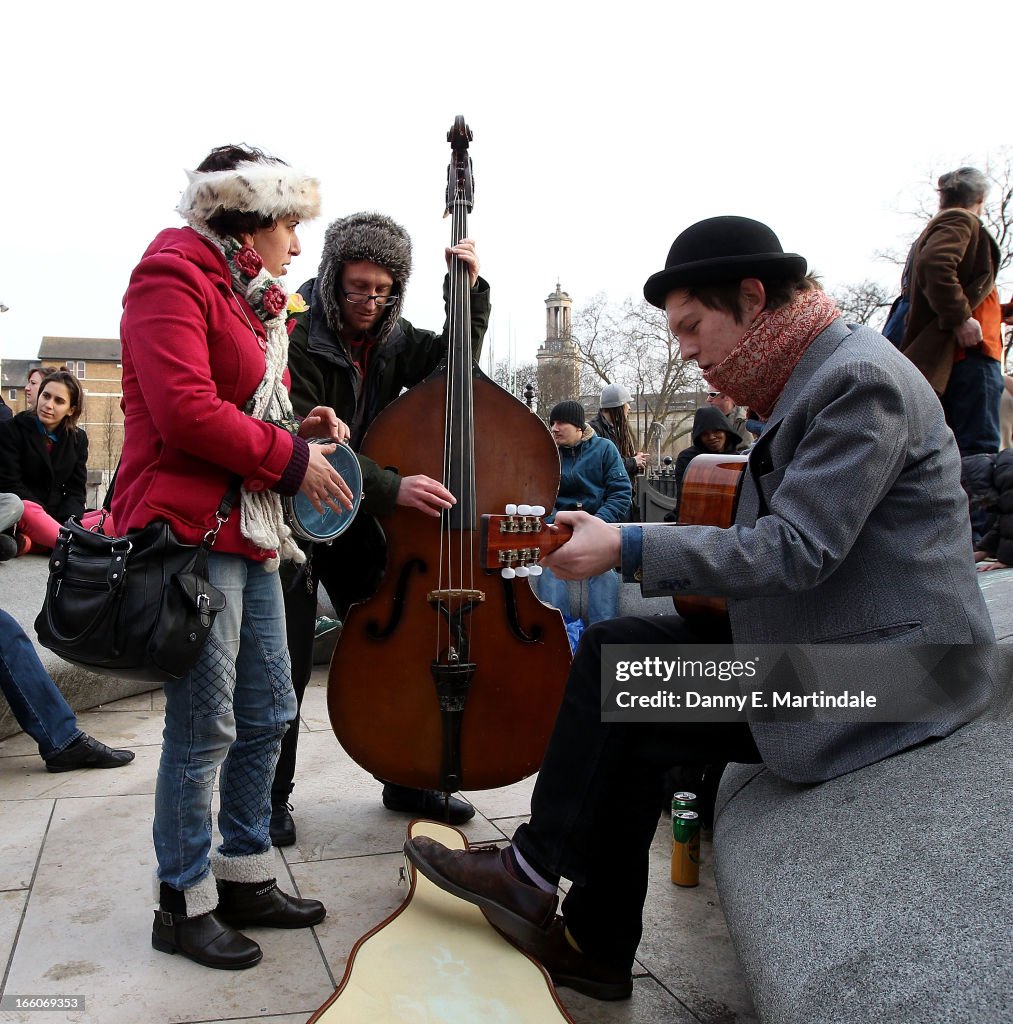 People Hold Parties Following The Announcement Of Former British Prime Minister Margaret Thatcher's Death