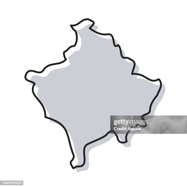 kosovo map hand drawn on white background - trendy design - pristina 幅插畫檔、美工圖案、卡通及圖標