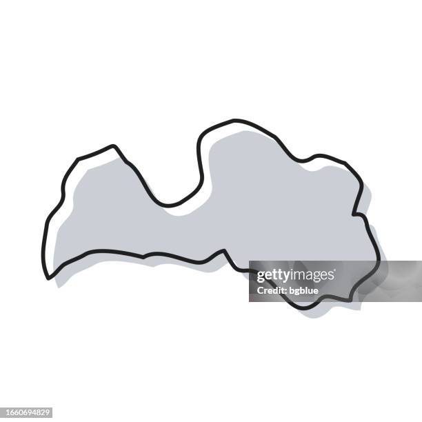 latvia map hand drawn on white background - trendy design - riga stock illustrations