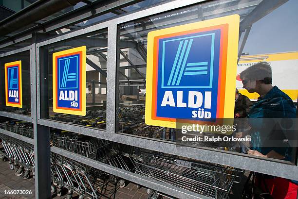 Shopper picks a shopping cart at an Aldi store on April 8, 2013 in Ruesselsheim near Frankfurt, Germany. Aldi, which today is among the world’s most...