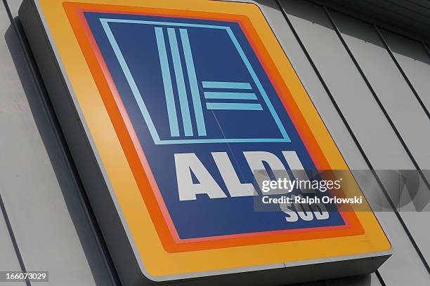 An Aldi logo is pictured at an Aldi store on April 8, 2013 in Ruesselsheim near Frankfurt, Germany. Aldi, which today is among the world’s most...