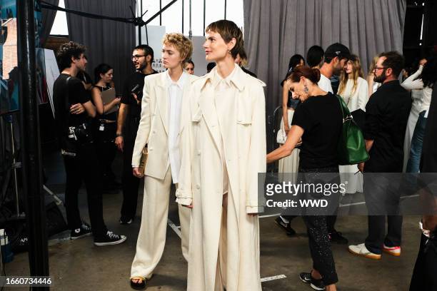 Backstage at the Gabriela Hearst Spring 2024 Ready To Wear Runway Show at the Agger Fish Building on September 12, 2023 in Brooklyn, New York