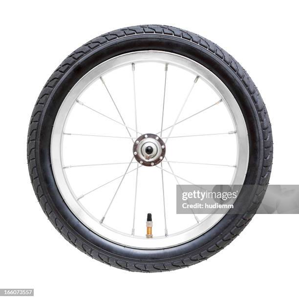 bicycle wheel (clipping path) isolated on while background - bicycle tire stock pictures, royalty-free photos & images