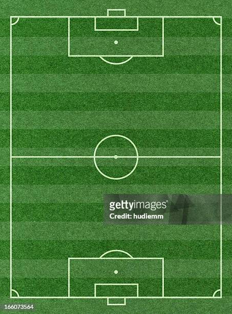 soccer football pitch background textured - aerial view of football field stockfoto's en -beelden