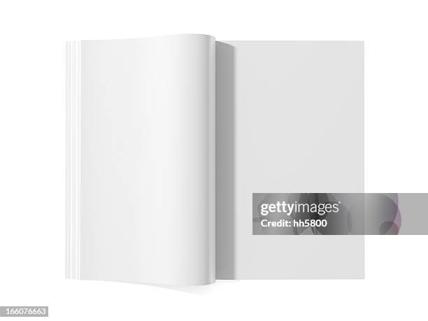 blank magazine book for white pages - open newspaper stock pictures, royalty-free photos & images