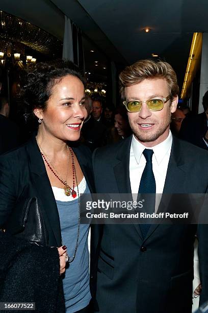 Actor Simon Baker and wife Rebecca Baker attend 'Mariage A l'Anglaise' Premiere, held at Cinema UGC Normandie on April 8, 2013 in Paris, France.